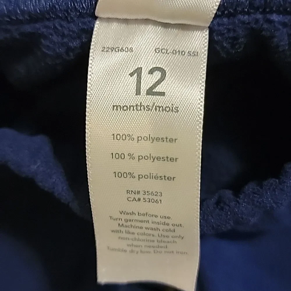 CARTER'S 2-PIECE BLUE AND GRAY FLEECE PULLOVER AND PANTS, SIZE 12 MONTHS